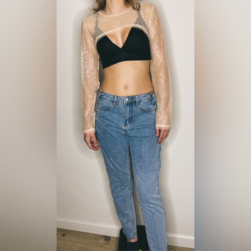 Small Cream Sequenced Zara Top